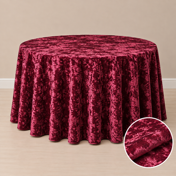 120’’ round crushed velvet tablecloth