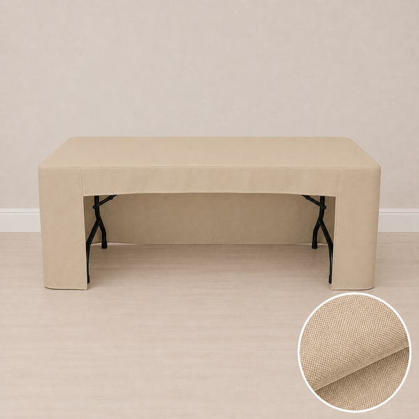 6' fitted regular fabric tablecloth open back
