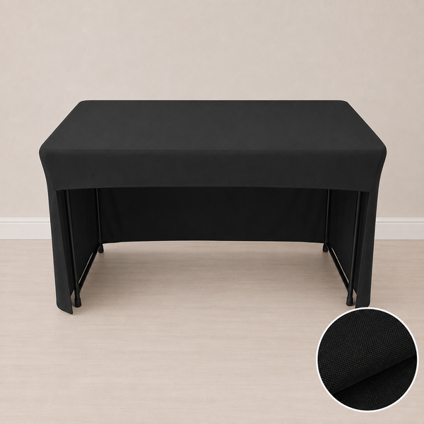 6' fitted regular fabric tablecloth open back
