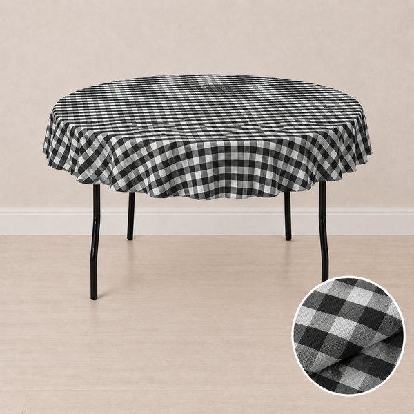80'' round checkered tablecloth