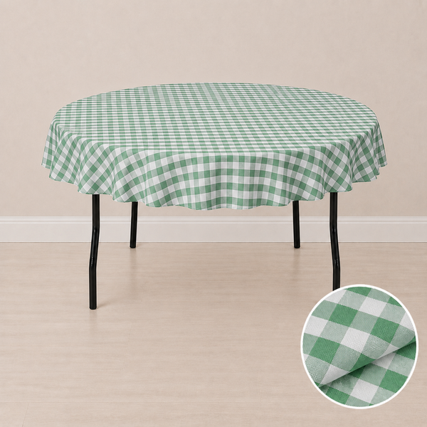 80'' round checkered tablecloth