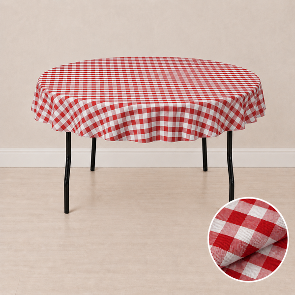 80'' round checkered tablecloth