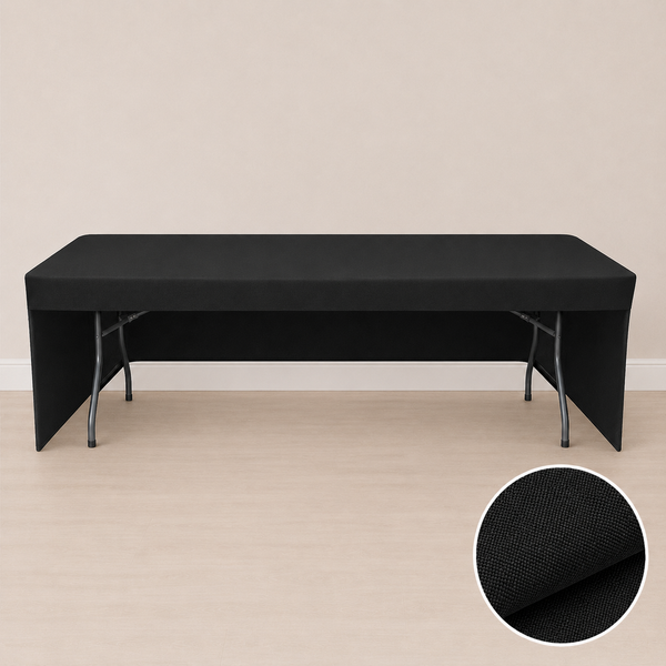 8' fitted regular fabric tablecloth open back