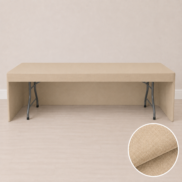 8' fitted regular fabric tablecloth open back