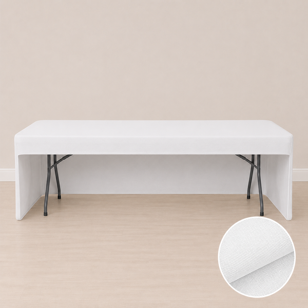 8' fitted regular fabric tablecloth open back