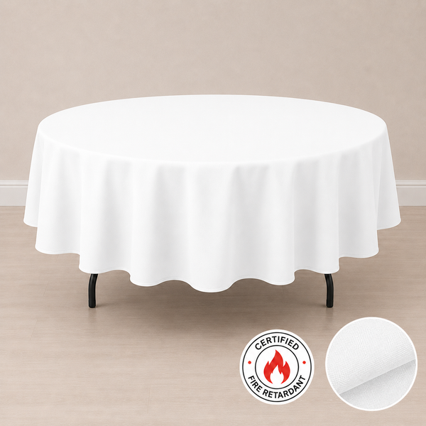 90'' round fire retardant tablecloth
